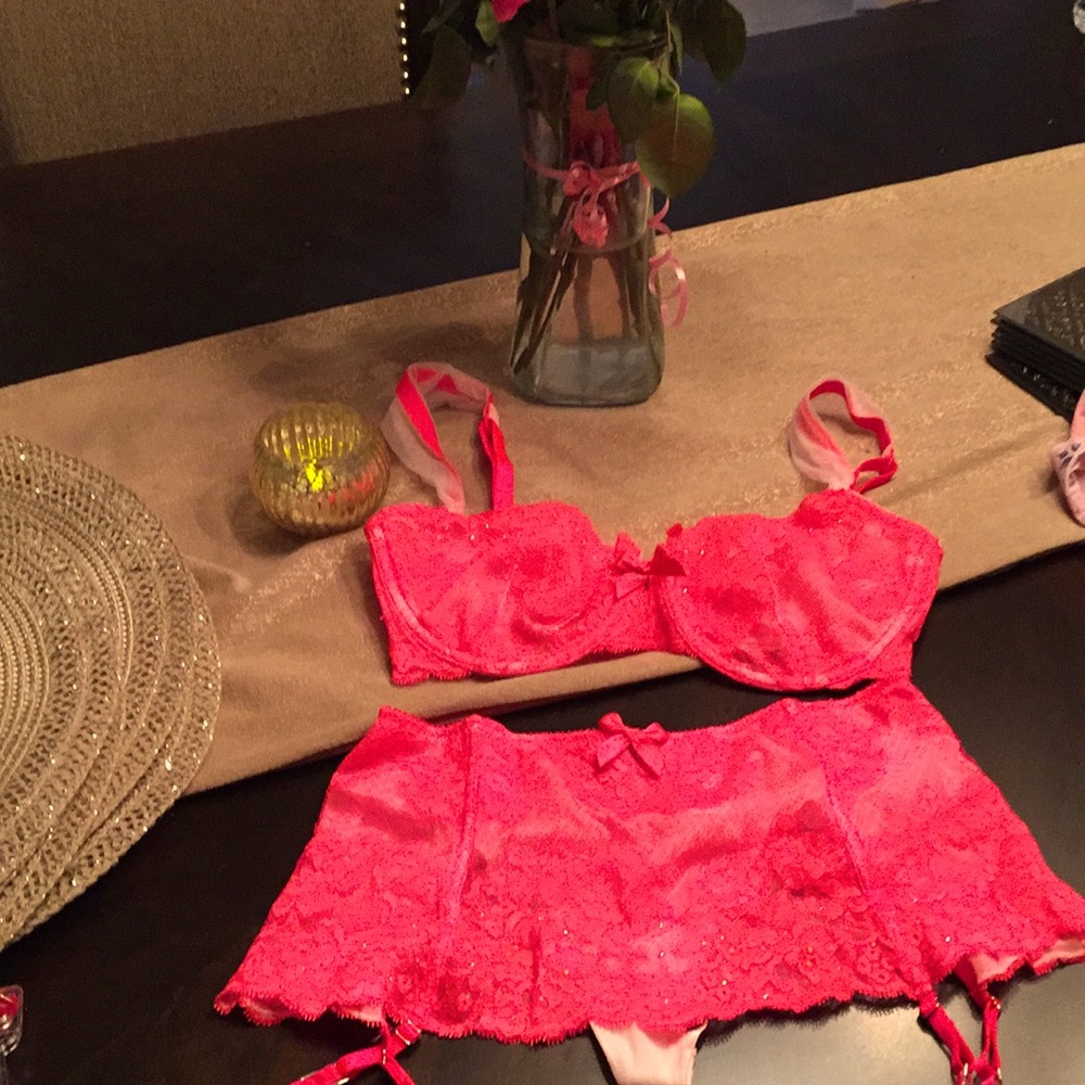 Victoria’s Secret bra and garter w/ added G string